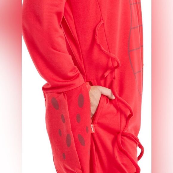 NWT Tipsy Elves Unisex Red Lobster Halloween Costume One Piece Jumpsuit Full Zip - Picture 7 of 11